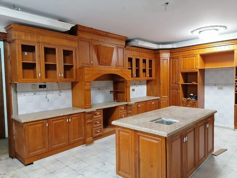 Solid wood kitchen with island